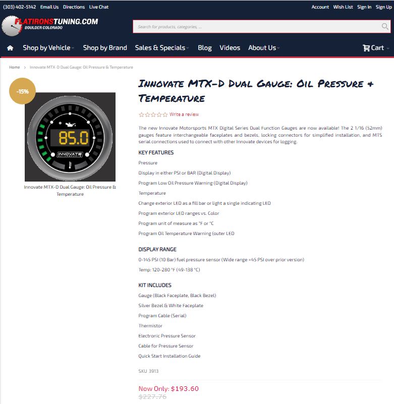 Innovate Oil Pressure Gauge