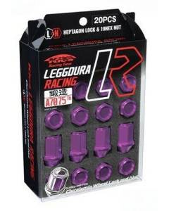 Project Kics Leggdura Racing - 20 pcs - Purple - Lock & Lug Nut Set - M12x1.25